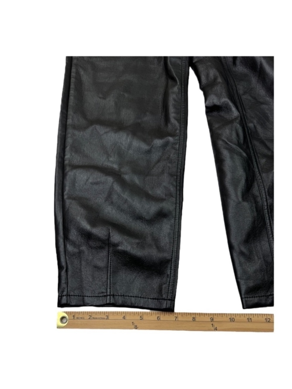 Wilfred Aritzia Black Faux Leather High Rise Straight Leg Pants Size 4 - Picture 6 of 10